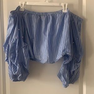 Sky Blue Off the Shoulder Blouse